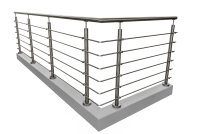 Reling-Geländer aus Edelstahl geschliffen für aufgesetzte Montage (U Geländer = gerade Ausführung + 2 x 90° Ecke) Gesamtlänge 4,2 m
