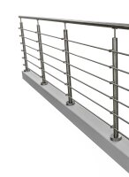 Reling-Geländer aus Edelstahl geschliffen für aufgesetzte Montage (U Geländer = gerade Ausführung + 2 x 90° Ecke) Gesamtlänge 4,2 m