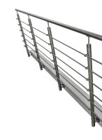 Reling-Geländer aus Edelstahl geschliffen für seitliche Montage (U Geländer = gerade Ausführung + 2 x 90° Ecke) Gesamtlänge 8,2 m