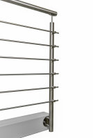 Reling-Geländer aus Edelstahl geschliffen für seitliche Montage (U Geländer = gerade Ausführung + 2 x 90° Ecke) Gesamtlänge 8,2 m