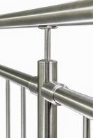 Stab-Geländer aus Edelstahl geschliffen für aufgesetzte Montage (L Geländer = gerade Ausführung + 1 x 90° Ecke) Ecke links oder rechts verwendbar