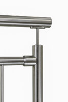 Stab-Geländer aus Edelstahl geschliffen für aufgesetzte Montage (L Geländer = gerade Ausführung + 1 x 90° Ecke) Ecke links oder rechts verwendbar