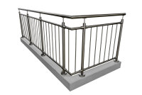 Stab-Geländer aus Edelstahl geschliffen für aufgesetzte Montage (L Geländer = gerade Ausführung + 1 x 90° Ecke) Ecke links oder rechts verwendbar