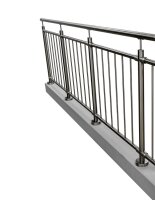 Stab-Geländer aus Edelstahl geschliffen für aufgesetzte Montage (U Geländer = gerade Ausführung + 2 x 90° Ecke)