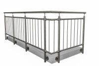 Stab-Geländer aus Edelstahl geschliffen für seitliche Montage (L Geländer = gerade Ausführung + 1 x 90° Ecke) Ecke links oder rechts verwendbar