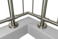 Stab-Geländer aus Edelstahl geschliffen für aufgesetzte Montage (L Geländer = gerade Ausführung + 1 x 90° Ecke) Gesamtlänge 5,3 m - Ecke links oder rechts verwendbar