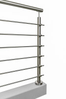 Reling-Geländer aus Edelstahl geschliffen für aufgesetzte Montage (U Geländer = gerade Ausführung + 2 x 90° Ecke) Gesamtlänge 10,2 m