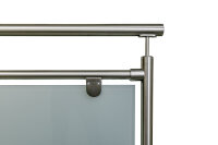 Glas-Geländer aus Edelstahl geschliffen für aufgesetzte Montage (L Geländer = gerade Ausführung + 1 x 90° Ecke) Ecke links oder rechts verwendbar