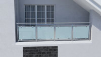 Glas-Geländer aus Edelstahl für aufgesetzte Montage I-Form 3,86 m