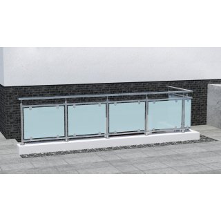 Glas-Gelnder aus Edelstahl fr aufgesetzte Montage L-Form 9,10 m