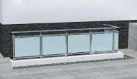 Glas-Geländer aus Edelstahl für aufgesetzte Montage L-Form 9,10 m