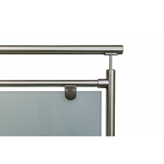 Glas-Gelnder aus Edelstahl geschliffen fr aufgesetzte Montage (L Gelnder = gerade Ausfhrung + 1 x 90 Ecke) Ecke links oder rechts verwendbar 10,0 m
