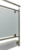 Glas-Geländer aus Edelstahl geschliffen für seitliche Montage (L Geländer = gerade Ausführung + 1 x 90° Ecke) Ecke links oder rechts verwendba 3,4 m