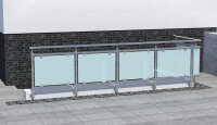 Glas-Geländer aus Edelstahl für seitliche Montage L-Form 5,30 m