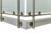 Glas-Geländer aus Edelstahl geschliffen für seitliche Montage (L Geländer = gerade Ausführung + 1 x 90° Ecke) Ecke links oder rechts verwendba 7,2 m