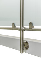 Glas-Geländer aus Edelstahl geschliffen für seitliche Montage (L Geländer = gerade Ausführung + 1 x 90° Ecke) Ecke links oder rechts verwendba 7,2 m