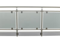 Glas-Geländer aus Edelstahl geschliffen für seitliche Montage (L Geländer = gerade Ausführung + 1 x 90° Ecke) Ecke links oder rechts verwendba 9,1 m