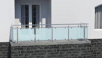 Glas-Geländer aus Edelstahl für aufgesetzte Montage U-Form 4,90 m