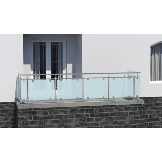 Glas-Gelnder aus Edelstahl fr aufgesetzte Montage U-Form 11,50 m