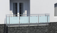 Glas-Geländer aus Edelstahl für seitliche Montage U-Form 7,70 m