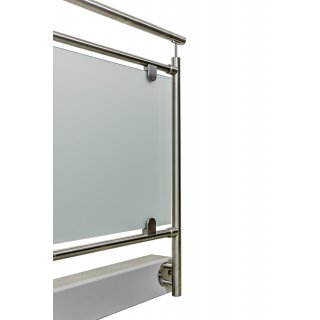 Glas-Gelnder aus Edelstahl geschliffen fr seitliche Montage (U Gelnder = gerade Ausfhrung + 2 x 90 Ecke) 10,6 m